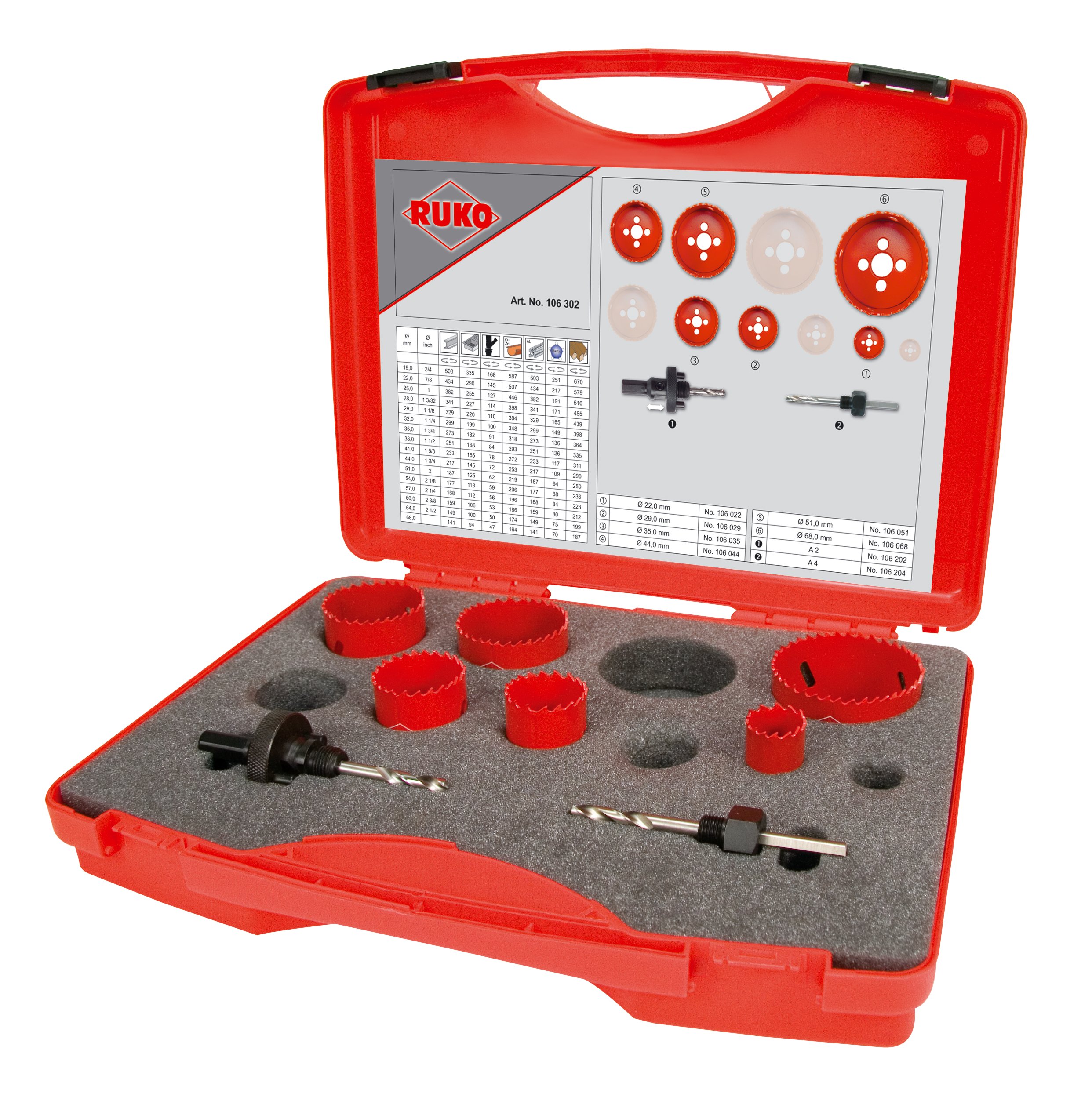 RUKO 106302 - Juego de 6 coronas perforadoras HSS bimetal - Electricidad (EK2)