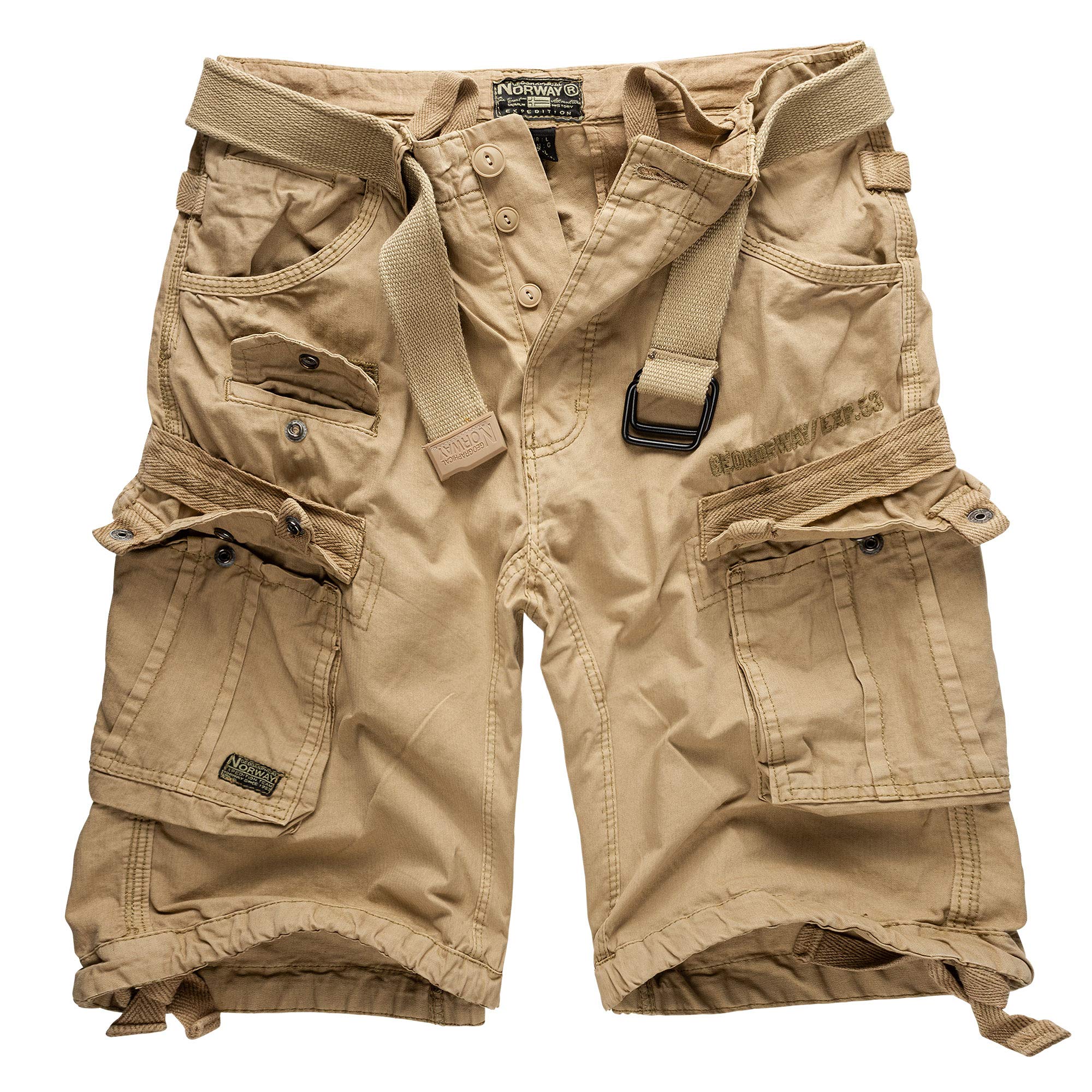Geographical Norway Cargo Pantaloncini Pantaloncini Corti Bermuda con Cintura Breve Hunter Im Bundle con UD Bandana
