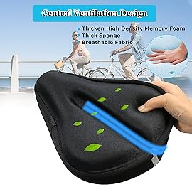 Geronmine Gel Bike Seat Cover Padded Bicycle Saddle Covers for Women & Men, Most Comfortable Exercise Bike Seat Cushion Cover, Soft for Spin Indoor Outdoor Cycling Class Mountain Stationary Bikes