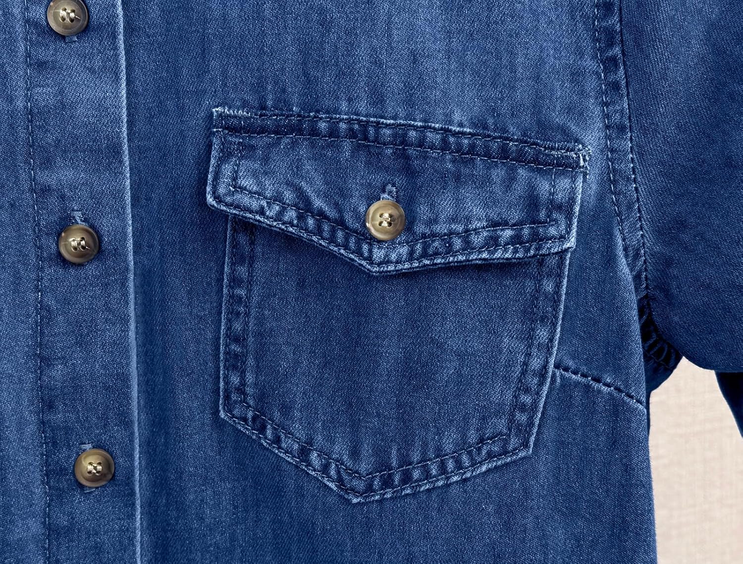 chouyatou Women's Summer Short Sleeve Denim Shirt Dress Business Casual Button Down Midi Long Jean Dress - Image 5