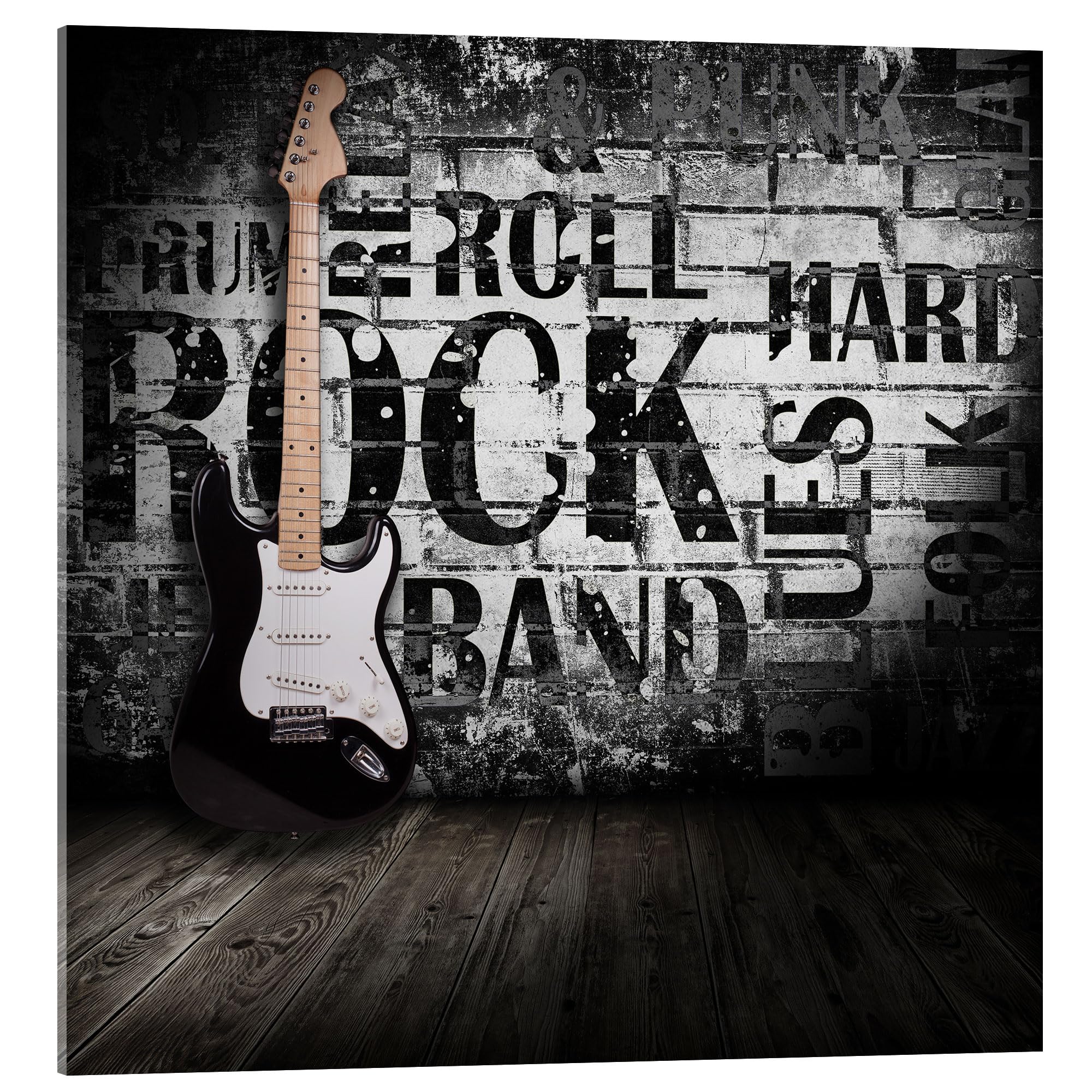 Posterlounge E-Gitarre an einer Wand Acrylglasbild | 50 x 50 cm Wandbilder Wanddeko
