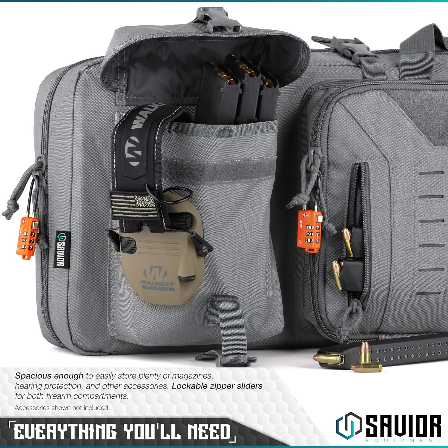 Savior Equipment Urban Warfare Tactical Double Long Gun Bag Case Backpack w/Pistol Handgun Case,42 Inch SW Gray