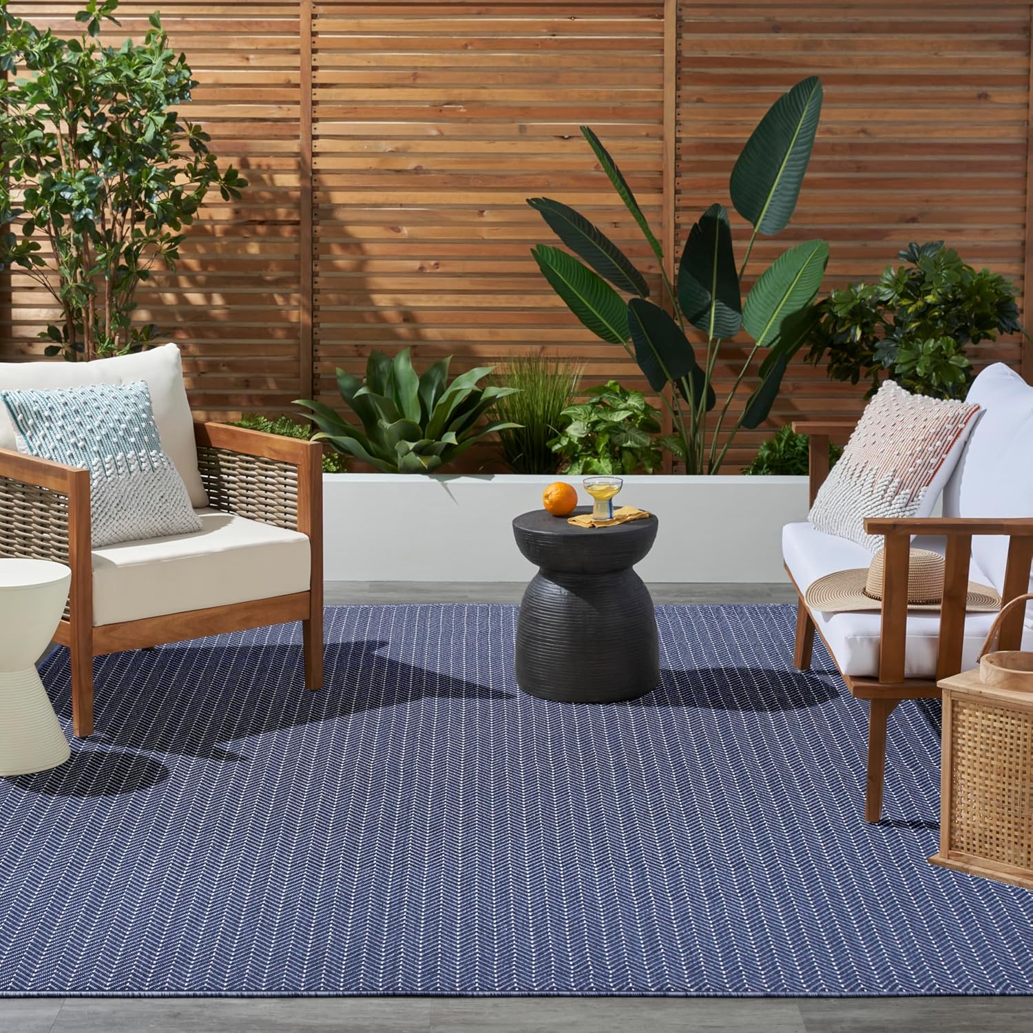 Nourison Home Horizon Indoor/Outdoor Navy 8' x 10' Area Rug - Easy Clean, Non Shedding, Bed Room, Living Room, Dining Room, Kitchen (8' x 10')