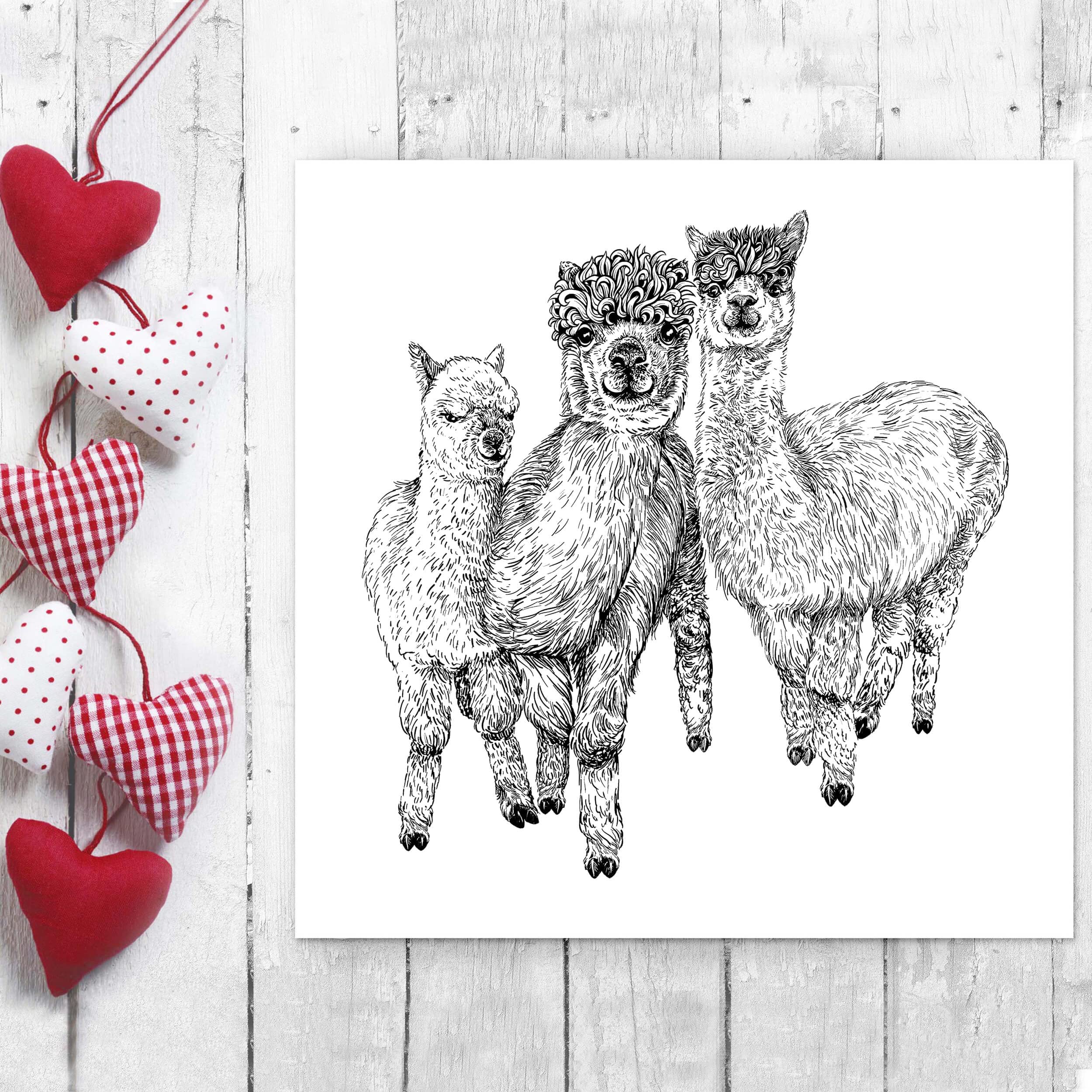 NEWSTAMPS Tampon à Motif Alpagas En Bois Et Caoutchouc Pour