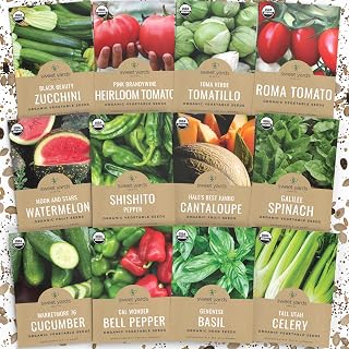 SweetYards Organic Summer Seeds Variety Pack: 12 Non-GMO Packs - Basil, Tomatoes, Cucumber, Watermelon & More for 2026 Indoor/Outdoor Gardens