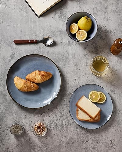 Miniatura 3 de Famiware Juego de vajilla para 4 personas, juego de platos y cuencos de cocina redondos de 12 piezas, esmalte reactivo, apto para microondas y