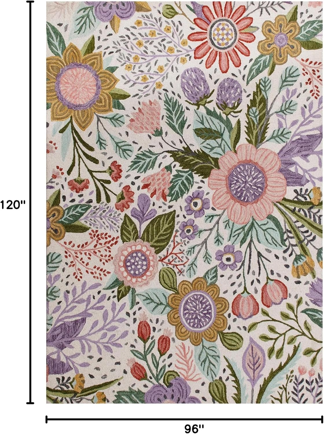 Restoration and Renovation Hand-Tufted Floral Area Rug - Colorful Garden Design with Beautiful Flower Patterns - Modern Style Premium Carpet for Living Room & Bedroom or Kitchen (5'x8')