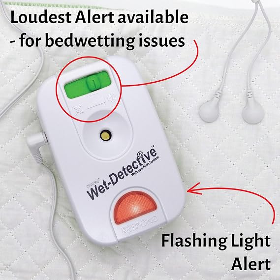 Wet Detective Bedwetting Kit, Incontinence & Bedwetting Alarm System, Includes 2 Sensor Pads, Multi Age Use