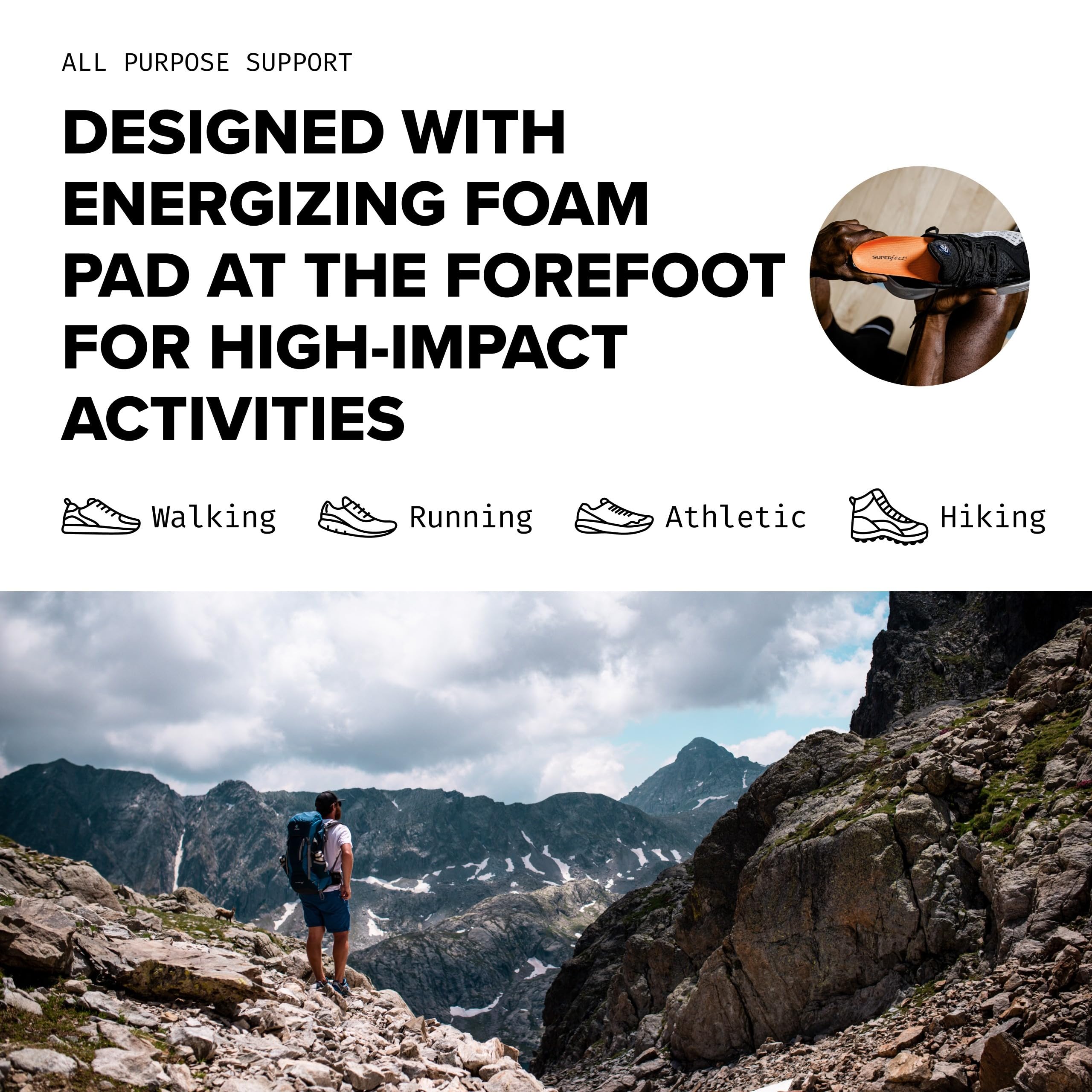 Superfeet - All-Purpose High Impact Support Insoles - Trim-To-Fit Orthotic Arch Support Shoe Inserts product thumbnail 7