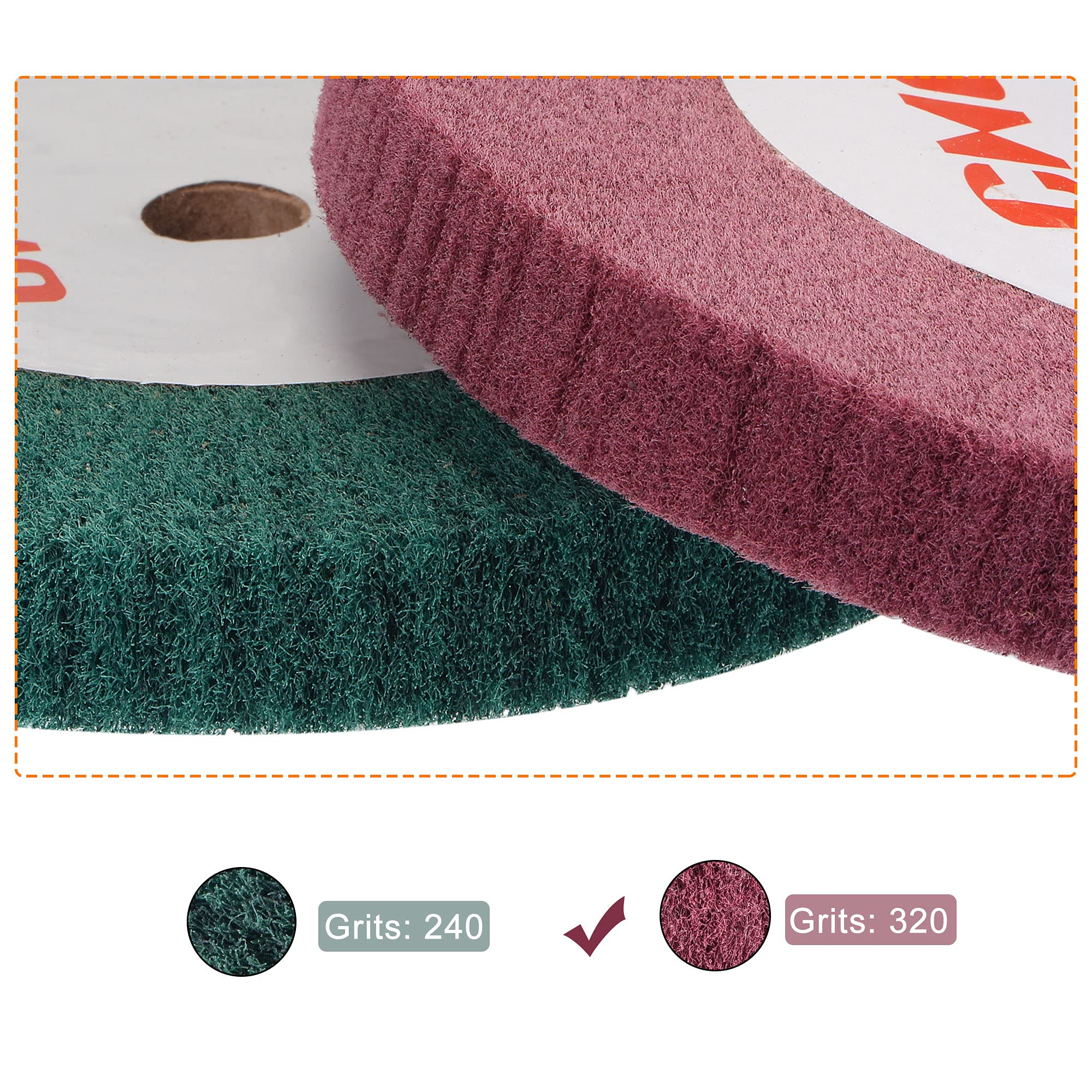 sourcing map Roue à lamelles abrasives pour acier inoxydable, cuivre, 200 mm x 25 mm, grain 320