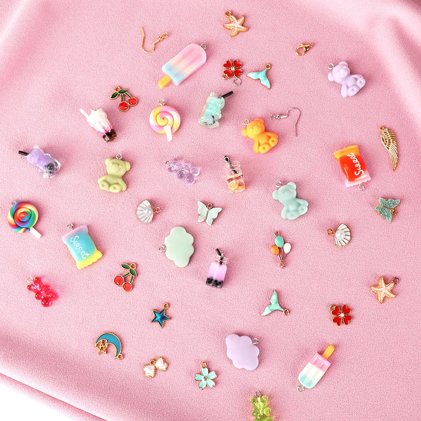 Set 100 Ciondoli Resina Bubble Tea - Con Accessori Per Creare Gioielli Fai Da Te