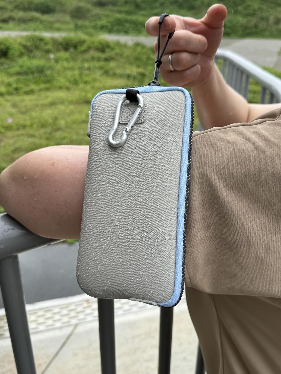 OneJoy Phone Sleeve Lightweight Cell Phone Pouch for Mobile Protection, Slim Fit and Durable, with Clip-on for Easy Carrying, Enough for 6.1" to 6.9" Cellphone [ Beige ]