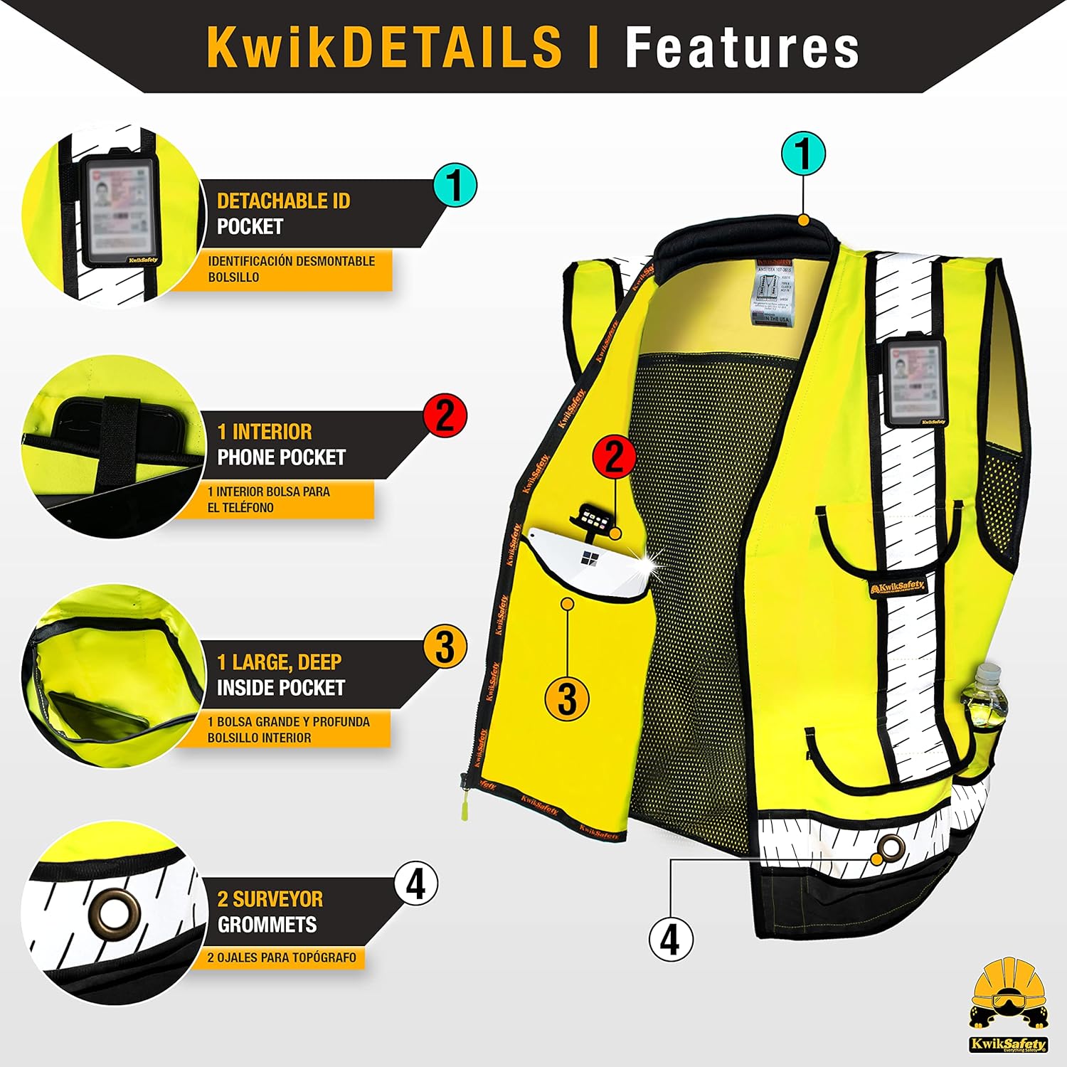 KwikSafety - Charlotte, NC - GODFATHER Safety Vest [CUSHIONED COLLAR + TABLET POCKET] ANSI OSHA - Image 5