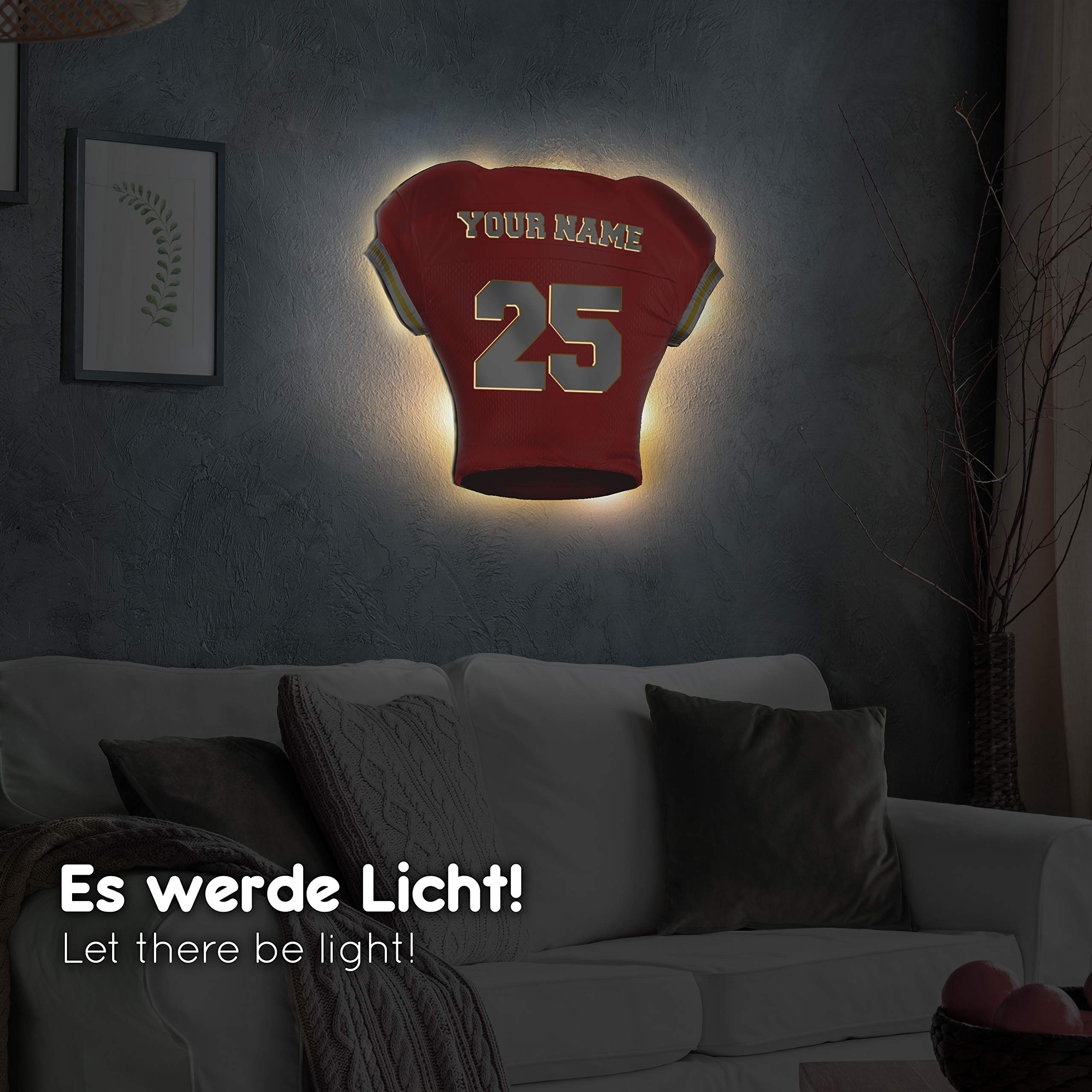 Trikotlampe für Kansas City Fans aus Holz - personalisierbares Geschenk - schenke dein individuellen Kansas City Fanartikel aus Echtholz