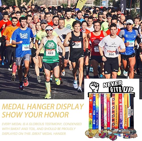 Vista 56 de Goutoports Estante de exhibición para colgar medallas, organizador personalizado de cinta de premios para corredores de carreras deportivas, placas
