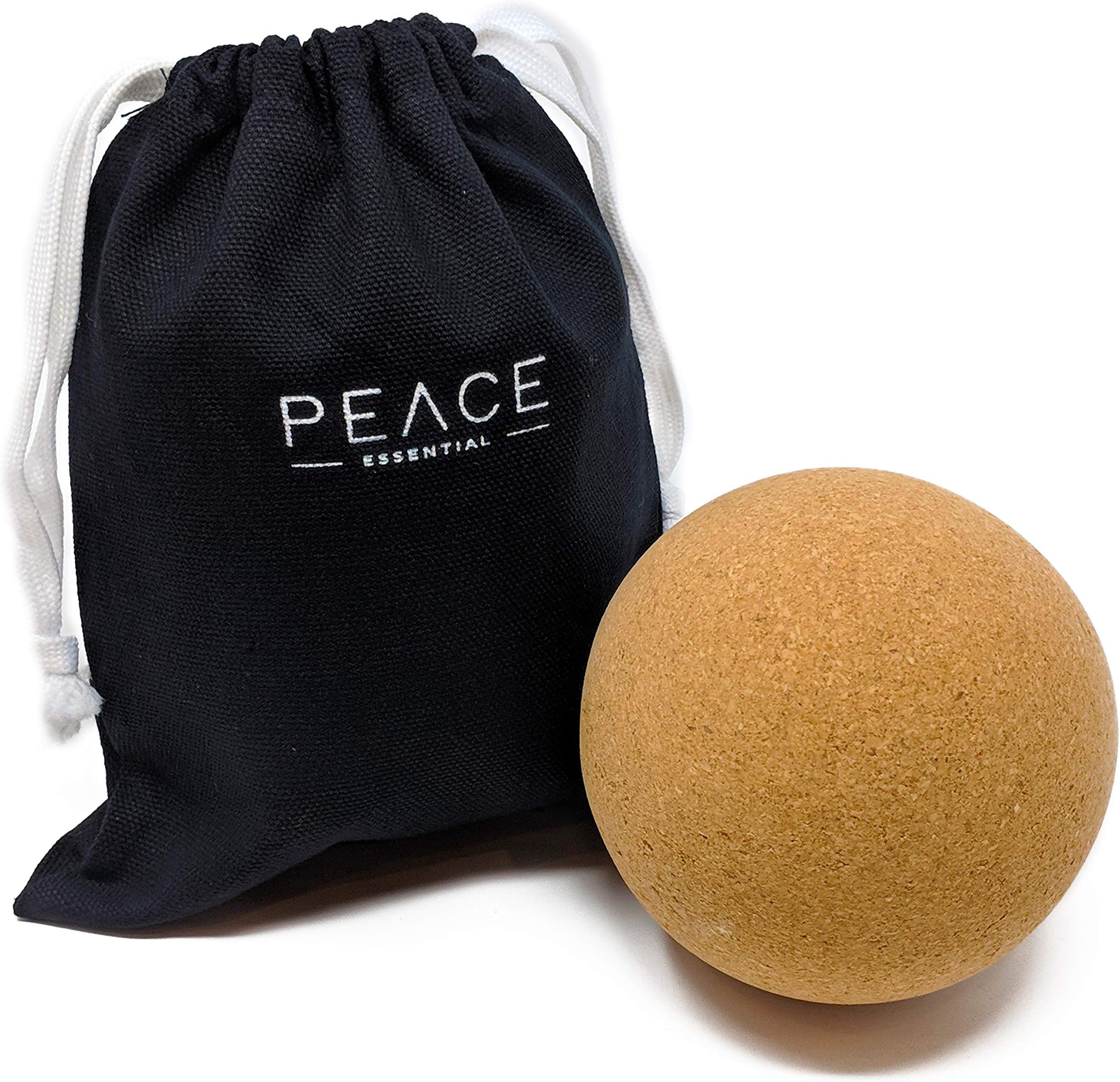 100% Natural Cork Large Massage Ball | Deep Tissue Trigger Point Therapy | High Density, Non-Toxic + Eco-Friendly Massage Roller | Canvas Bag Included (Large 4")
