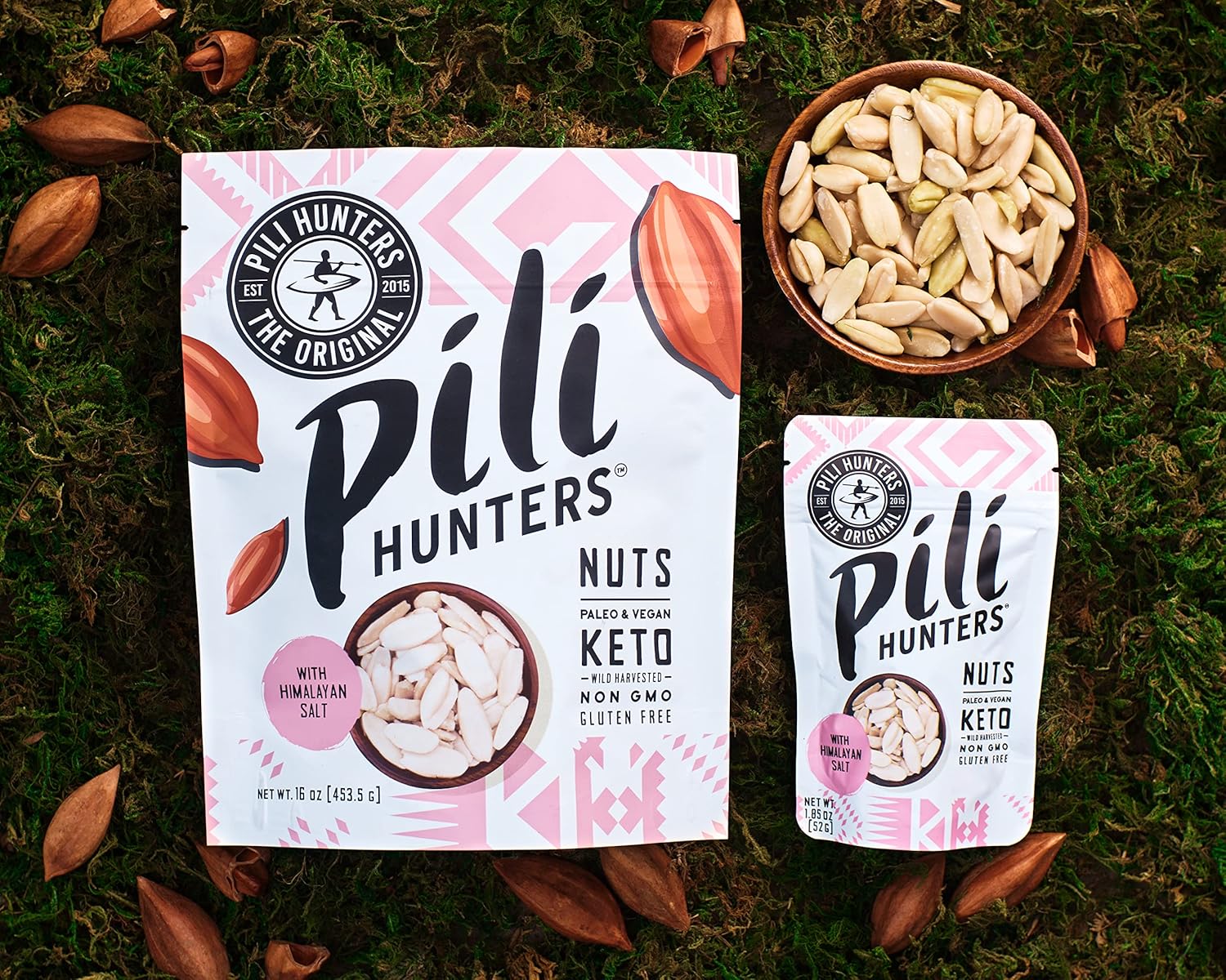 Pili Hunters - Wild Sprouted Pili Nuts, Himalayan Salt (1 lb Bag) Keto/Paleo/Vegan Snacks, Low Carb Energy, Gluten Free, No Sugar Added, Superfood, The Original