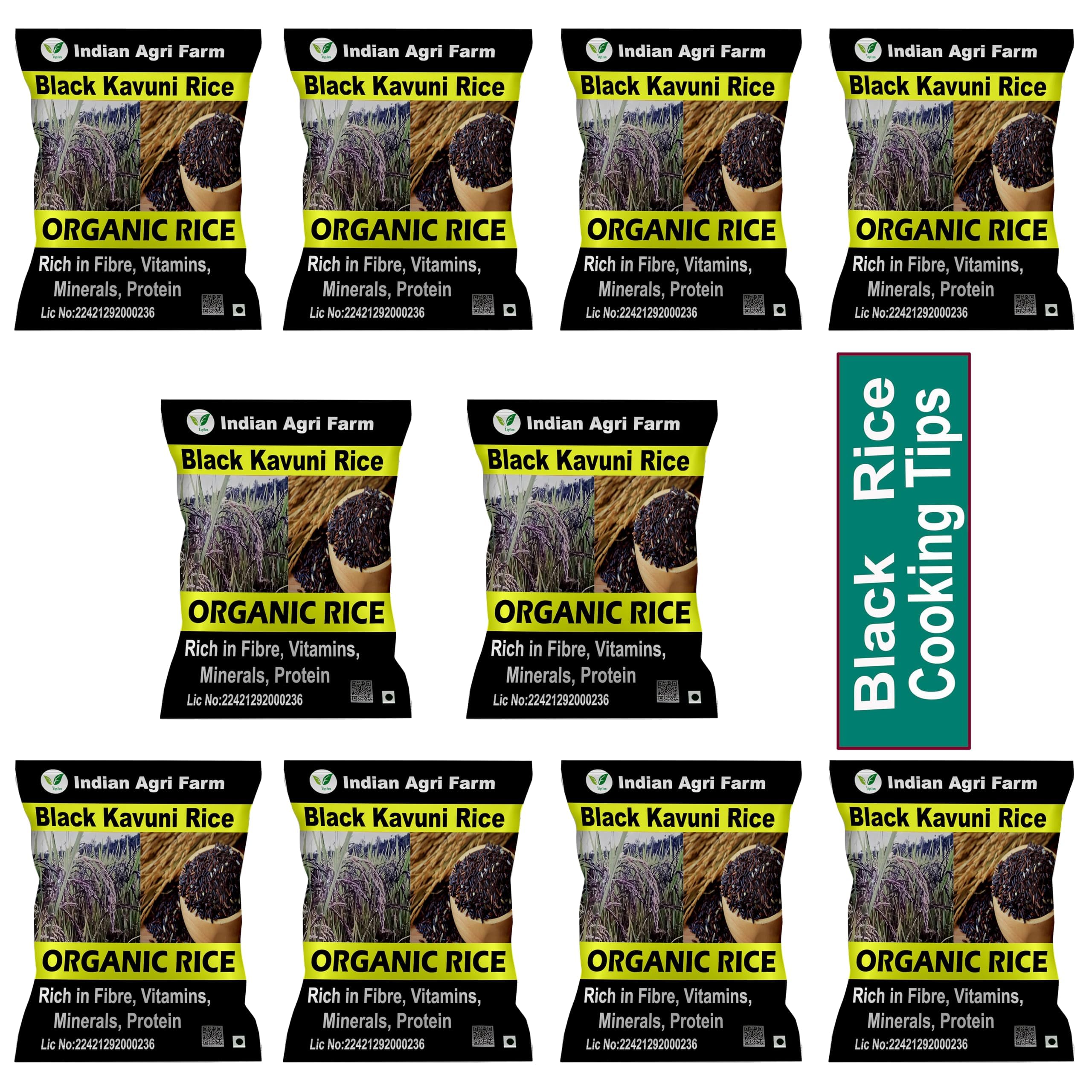 IAgriFarm Organic Black Kavuni Rice Pack of 10 KG | Organically Grown| Unpolished Forbidden Rice |Low GI| Karuppu Kavuni Arisi