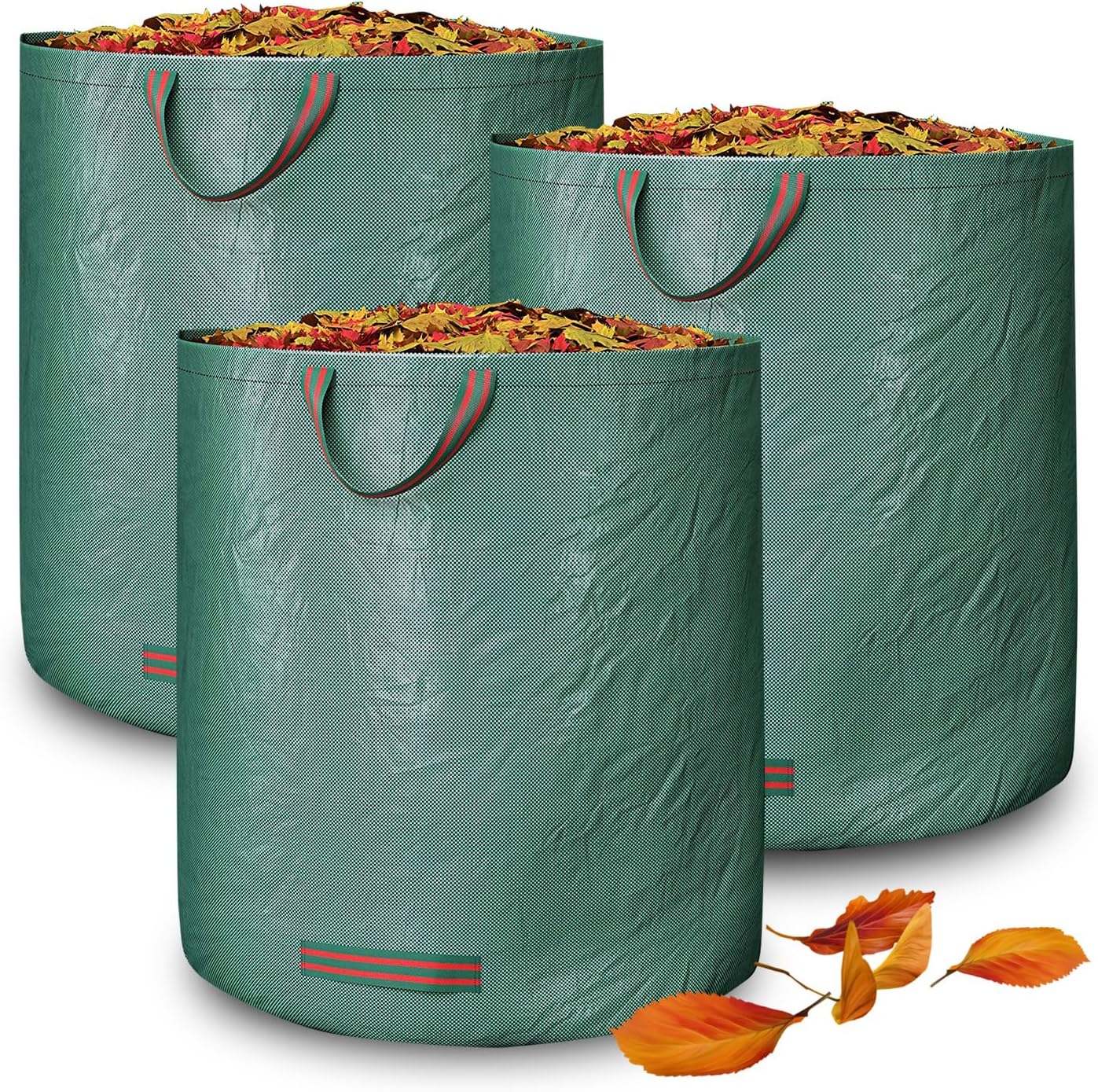 Garden Sacks, Pack of 3 Heavy Duty Waste Bags with Handles, Reusable Bag(160l 60cmx60cm)