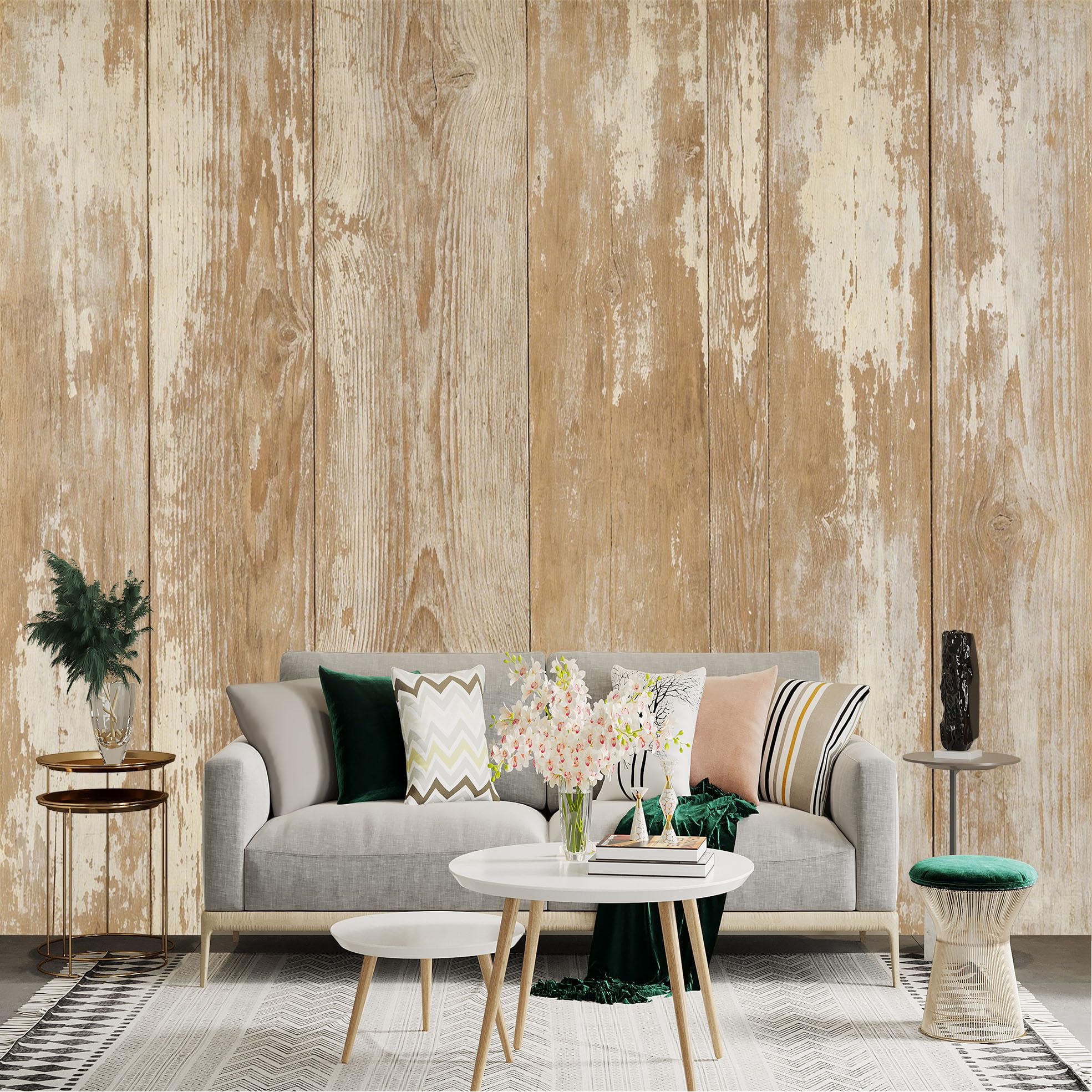 Lnzczhyre Dbh260521891 Custom Size Wall Sticker Mural， Distressed Rustic Wood Texture， Weathered Timber Planks， Vintage Wooden Surface， For Wall Decoration， Peelandstick Wall Decals.