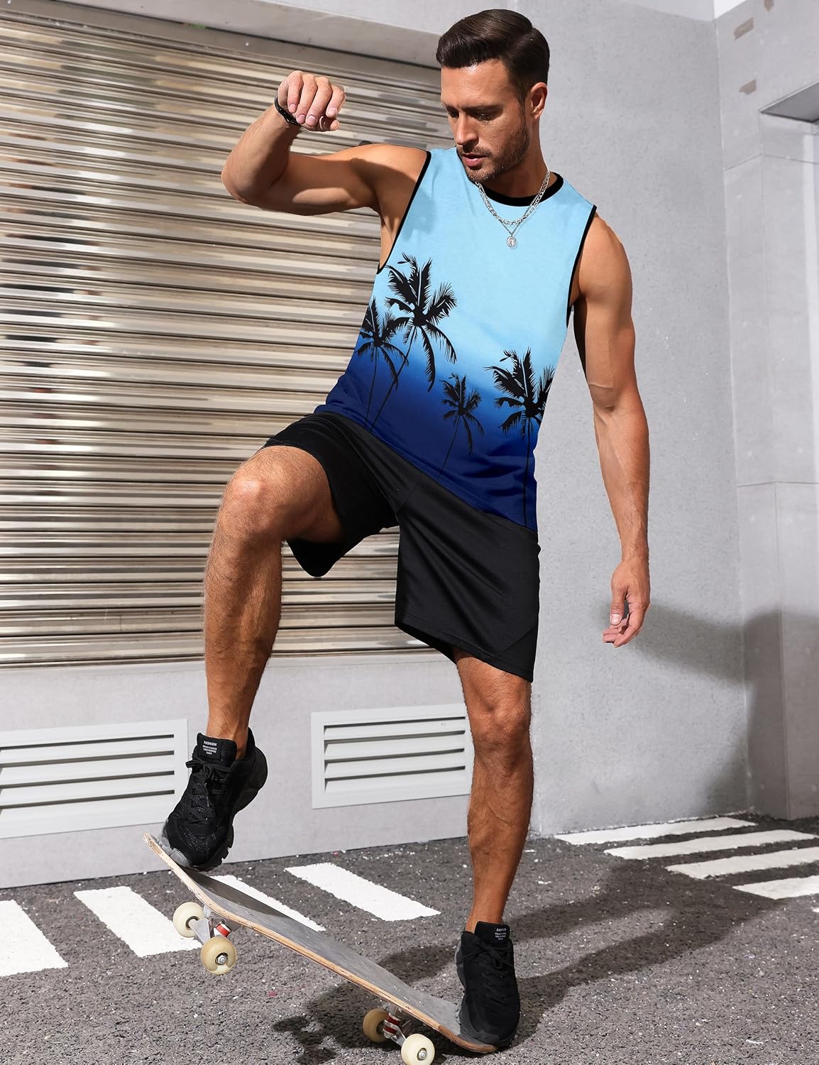 Mens Tank Tops Beach Summer Sleeveless Shirts Graphic Palm Tree Vacation Tanks Muscle Gym Tank Top - Image 6