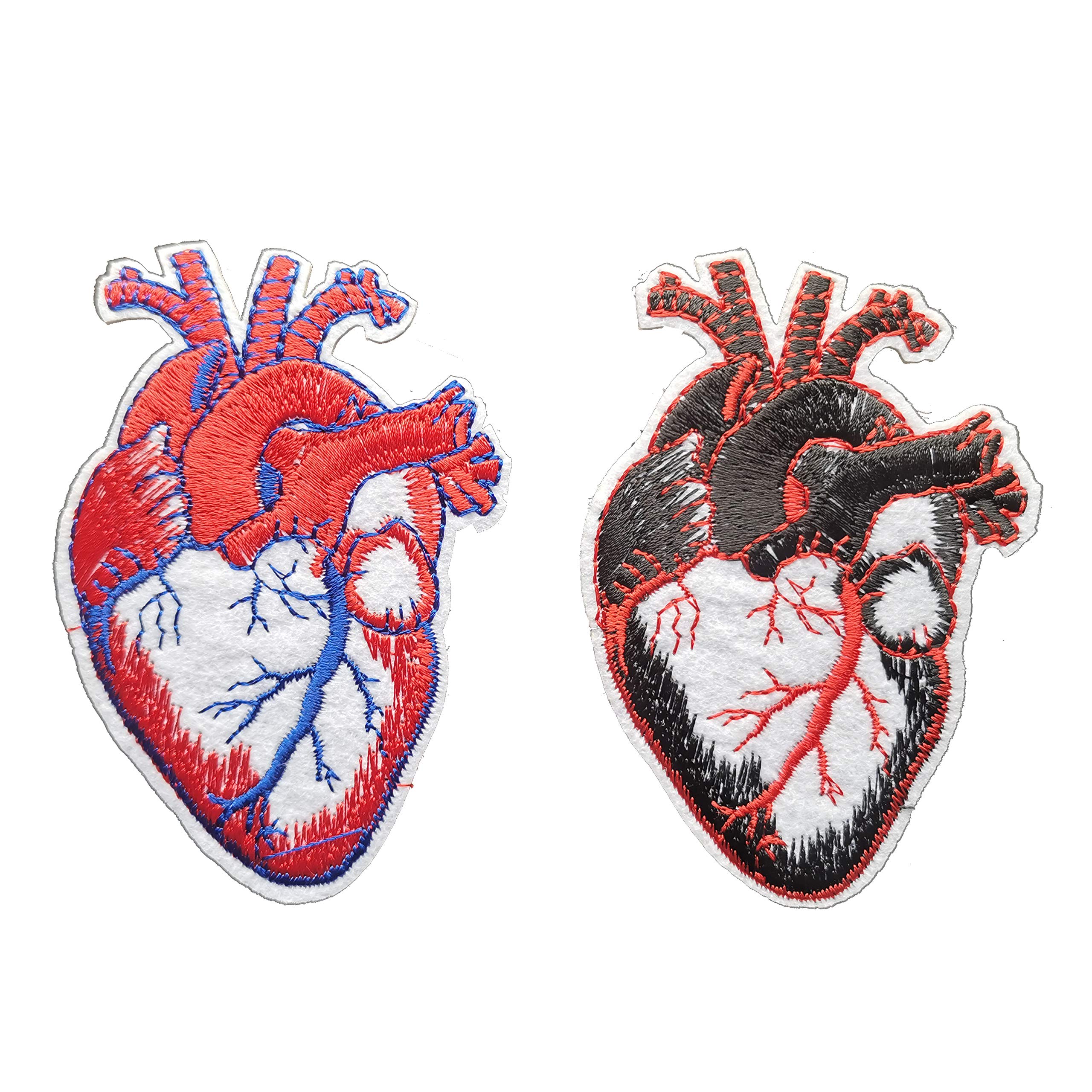 MiroSan Heart Patches for Jackets Cartoon Real Heart Iron on Patches for Shirts 2Pcs, Multicolor, 2.5"