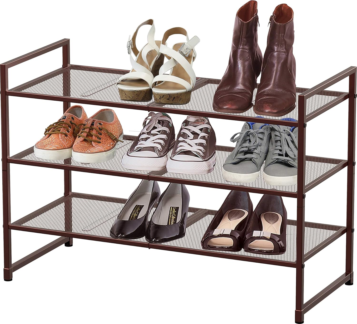 Simple Houseware 3-Tier Stackable Shoe Shelves Storage Utility Rack, Silver : Home & Kitchen