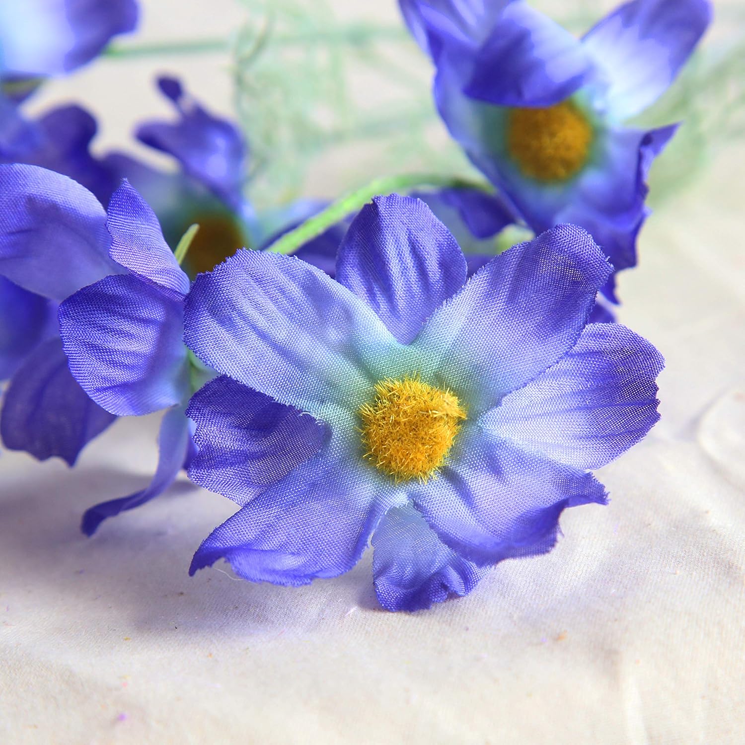 Artificial Flower 6pcs 27'' Long Stem Silk Coreopsis Calliopsis Galsang Fake Daisy Chrysanthemum for Wedding Bridal Bouquet Bridesmaid Groomsman Home Décor Office Centerpieces(Blue)
