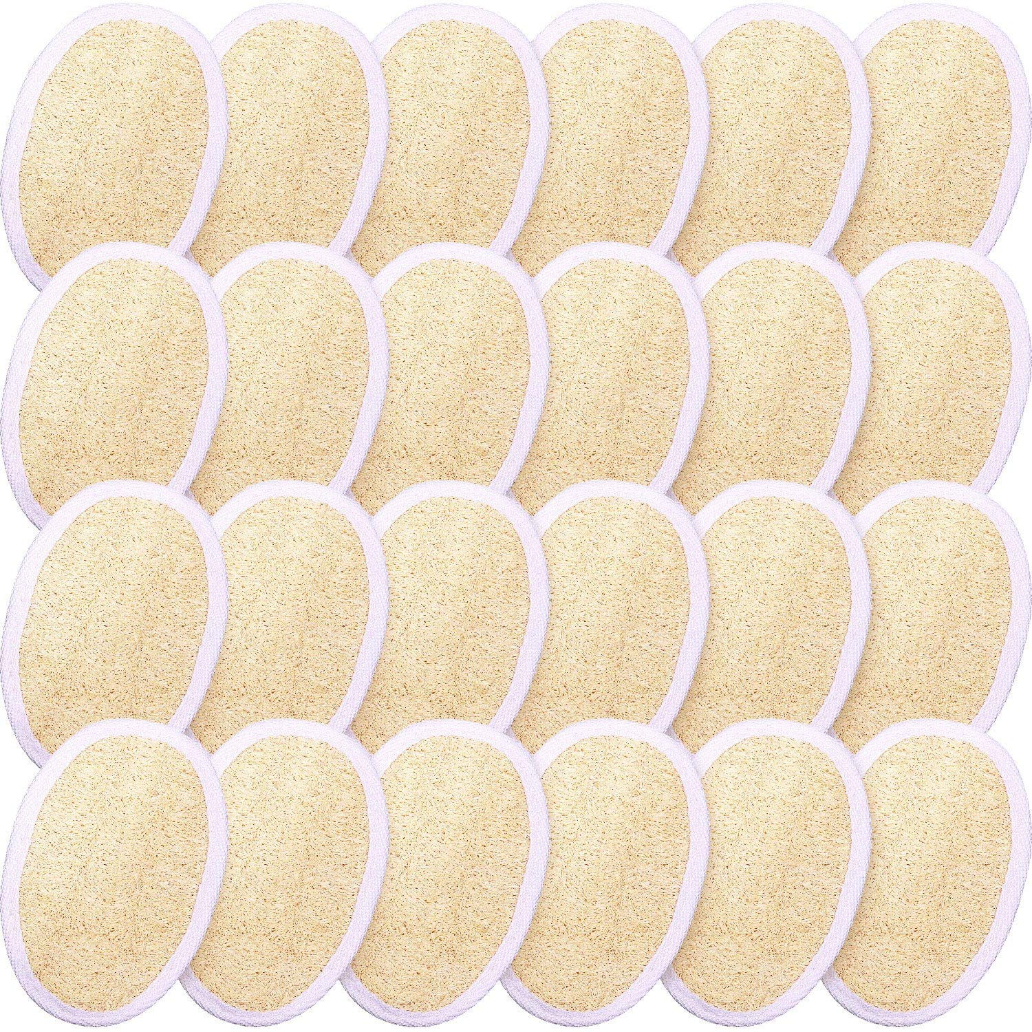 Boao 24 Pcs Loofah Pack Loofah Pads Bulk for Facial Exfoliating Body Bath Shower Mini Sponge Pads Natural Scrubber Brush for Men Women Spa and Travel