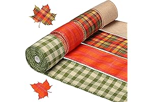 4 Rolls Thanksgiving Fall Wired Edge Ribbons Autumn Plaid Burlap Ribbons Wired...