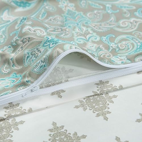 Miniatura 5 de Chanasya Juego de funda de edredón prémium de damasco salvia, funda de edredón (90 x 90 pulgadas) y 1 funda de almohada (20 x 26 pulgadas), juego de