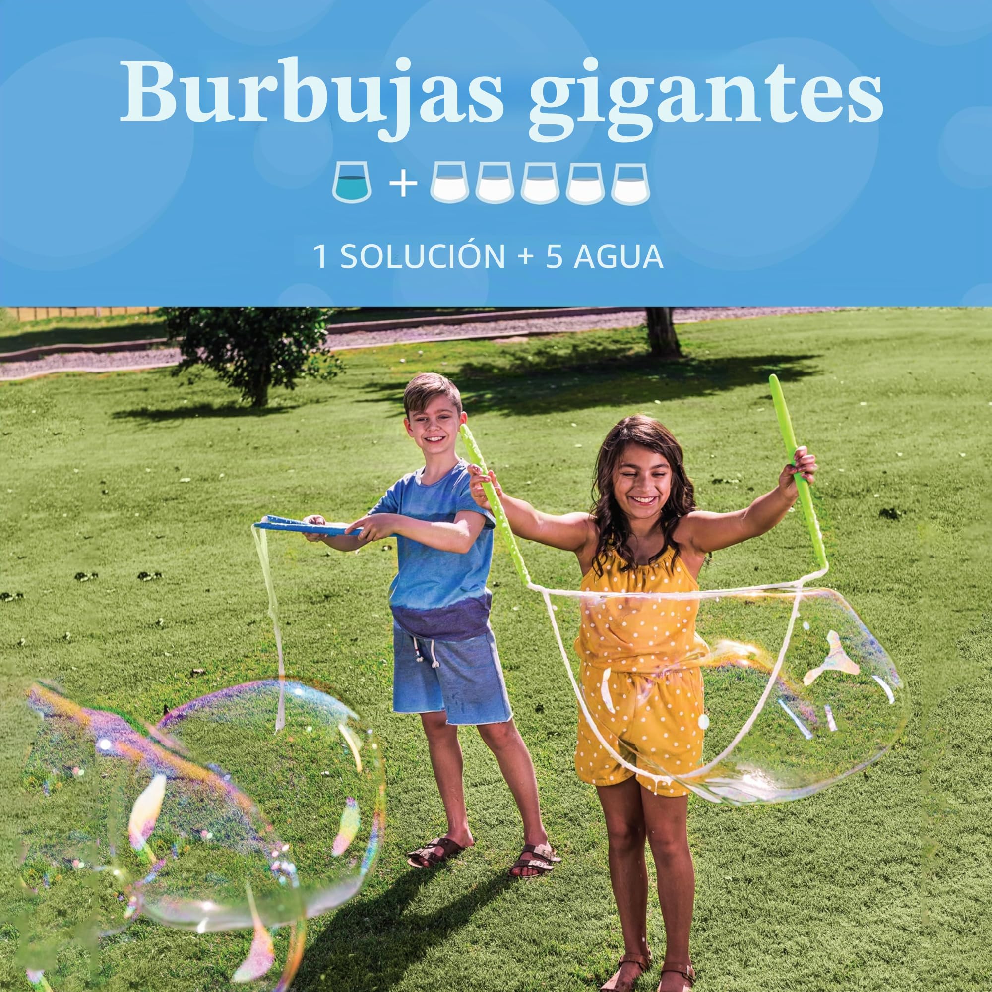 JOYIN 2 x 0,95 liquido pompas de jabón de(hasta 19 litros), solución para Burbujas Grandes, CONCENTRADA para máquina de Burbujas, Pistola, Varita mágica, Pascua, Verano para niños y niñas, Juguetes