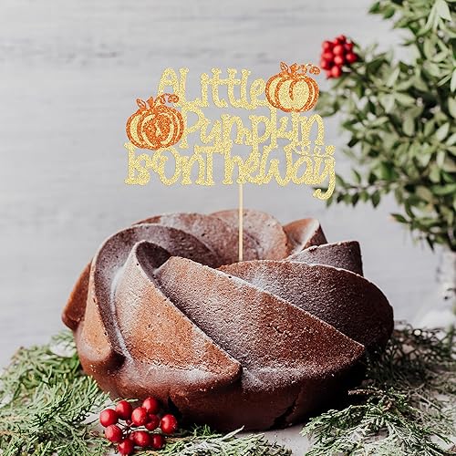 Miniatura 6 de Gyufise 1 pieza de decoración de pastel de calabaza con purpurina con purpurina para decoración de pastel de calabaza para otoño, baby shower, niños