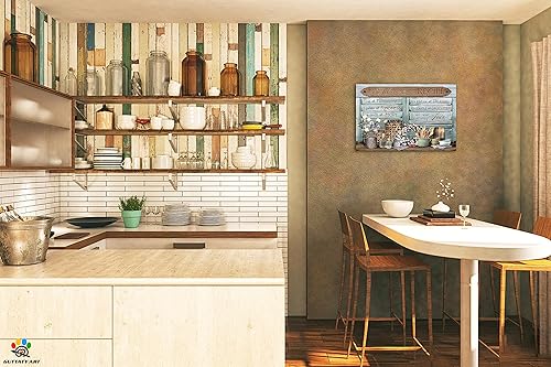 Miniatura 2 de GUTTATY Lienzo decorativo para pared, diseño rústico de granja, imágenes de cocina para decoración de pared, lienzo enmarcado con nombre