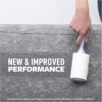 Scotch-Brite Everyday Clean Lint Roller, Lint Remover for Pet Hair, Dark Clothes, Furniture, and Dusty Surfaces, Picks Up Fur & Fluff in Your Home, Car, Office, 5 Pack, 475 Adhesive Sheets Total | Scotch-Brite Everyday Clean Lint Roller, 475 Sheets Total,5 Pack