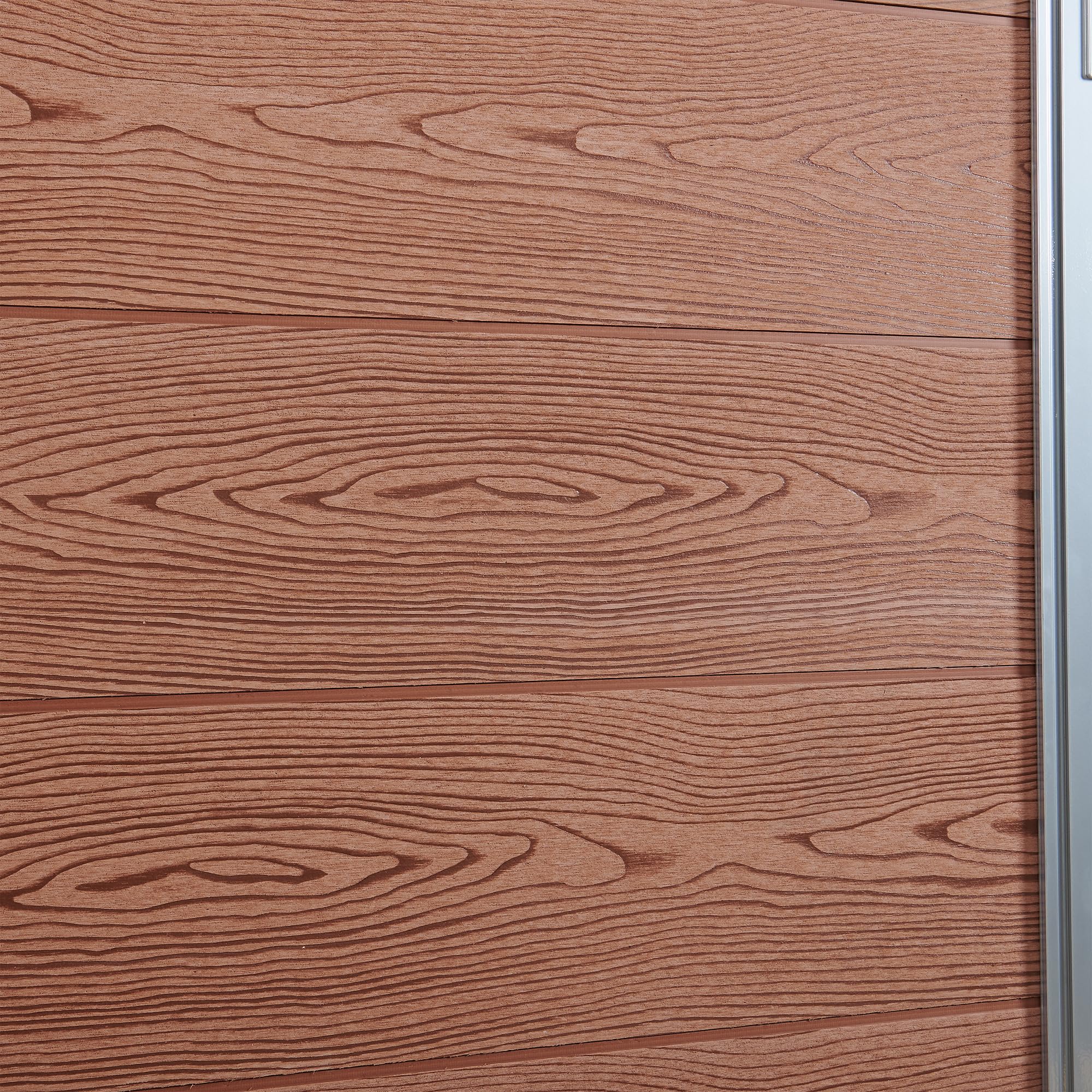 NEU.HOLZ Puerta de Jardin Segovia Resistente Puerta Exterior para Valla Exterior 90 x 180 cm con Cerradura y Llaves Marco de Aluminio y Lamas de WPC - Marrón