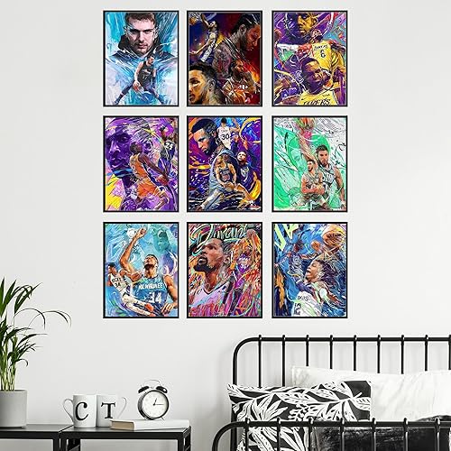 Vista 11 de Bigwig Prints Pósteres de baloncesto para dormitorio de niños, decoración de sala de baloncesto, carteles de la NBA, Steph Curry, arte de pared