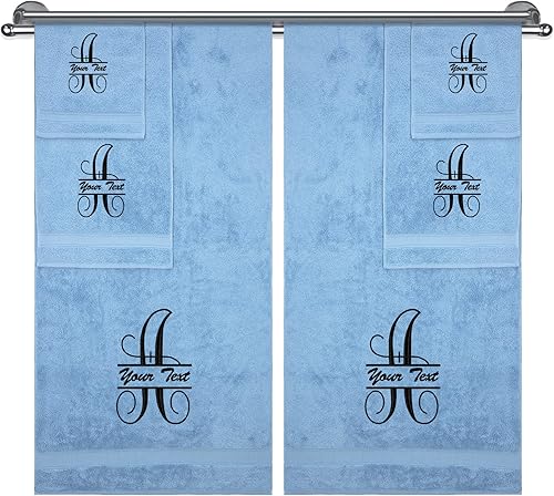 Juego de toallas con monograma, calidad de hotel y spa, súper suave, altamente absorbente, juegos de baño, 100% algodón, juego de toallas