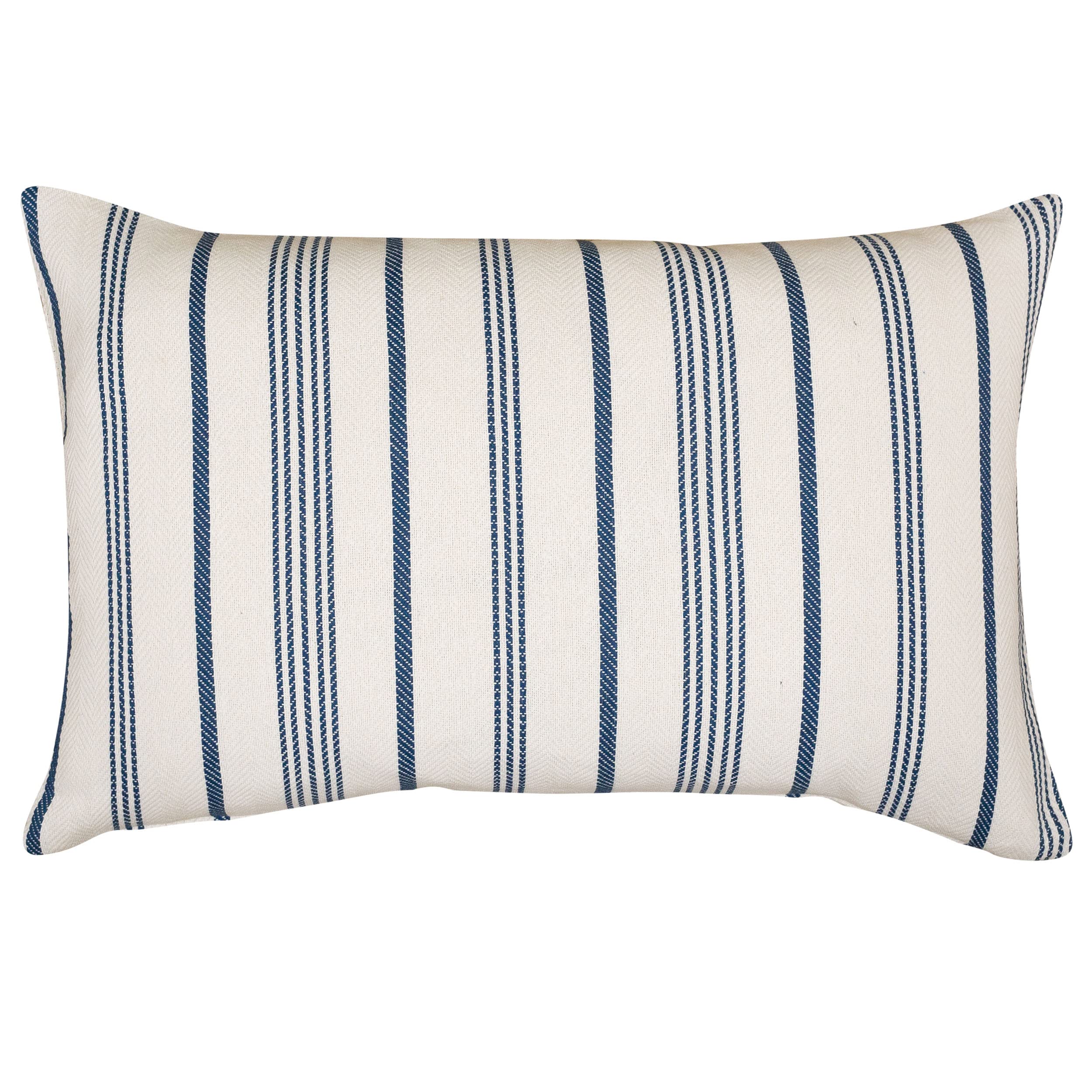 Linen Loft Blue Mykonos Striped Xl Rectangular Cushion Cover. Nautical Stripes In Marine And White. Beachut, Yacht & Seaside Home Accessory. 23X15 Xl Rectangle. Cushion Cover Only