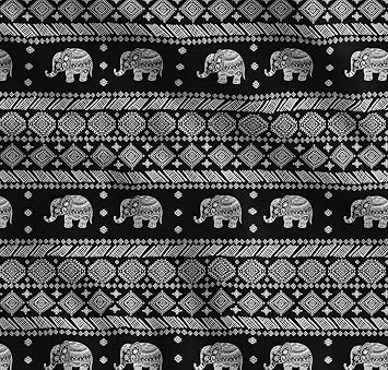 Soimoi Cotton Poplin Fabric Aztec & Tribal Elephant Animal Printed Craft Fabric by the metre 56 Inch Wide