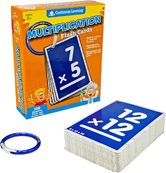 Continuum Learning 0-12 Multiplication Flash Cards for Kindergarten and Elementary Classroom Must Haves, 156 Math Flashcards, Teacher Must Haves for Homeschool and Classroom Essentials