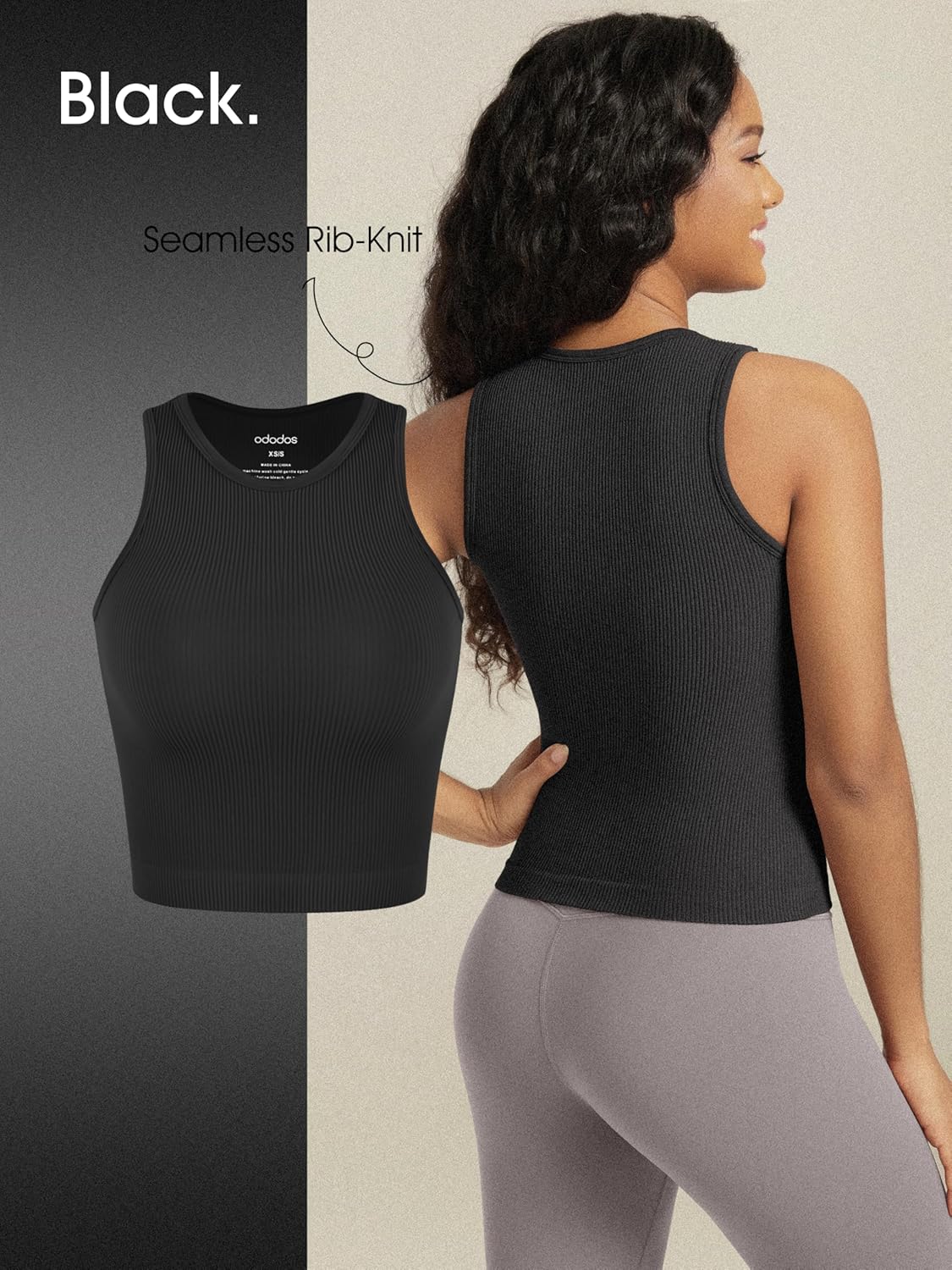 ODODOS 3-Pack Seamless Crop Tank for Women Ribbed Soft High Neck Cropped Tops - Image 5