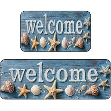 Set of 2 Kitchen Rugs Kitchen Mats for Floor Washable Non Slip Front Door Mat Floor Rug for Home Kitchen Decorations, Sink, Office, Laundry. Multiple Sizes Shell, 17"x47"+17"x30"