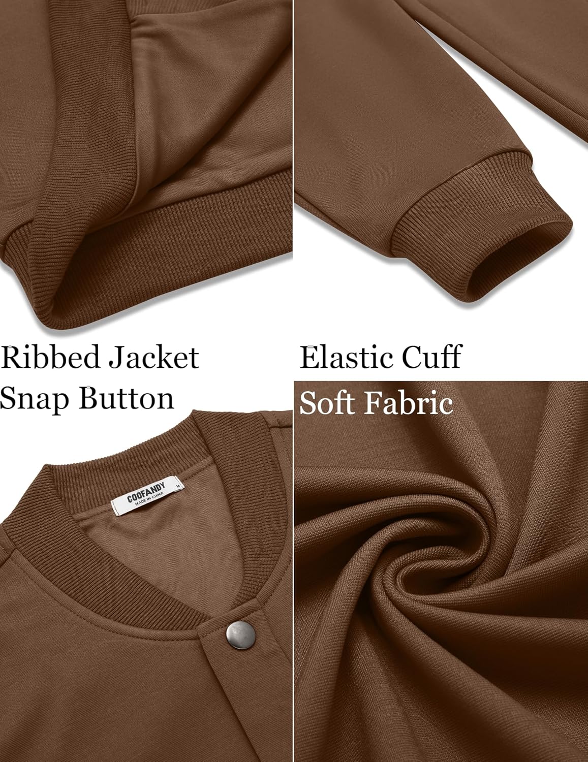 COOFANDY Men's Casual Lightweight Jacket Baseball Letterman Snap Button Jacket - Image 5