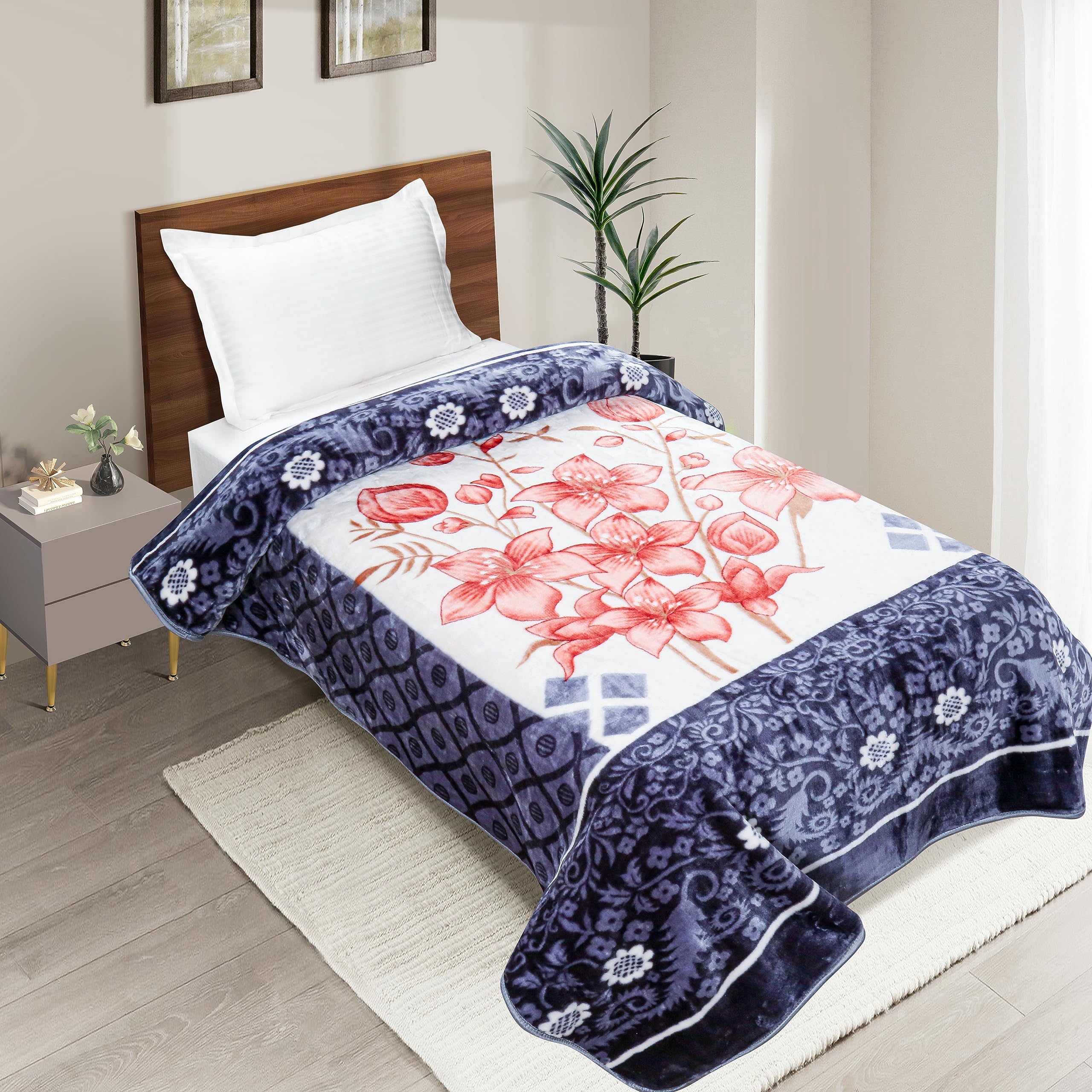 EliteHomeElite Home Single Layered Super Soft Light Weight Warm Durable Blanket,1.6 KG(160 cm*220 cm) (Blue, Single)