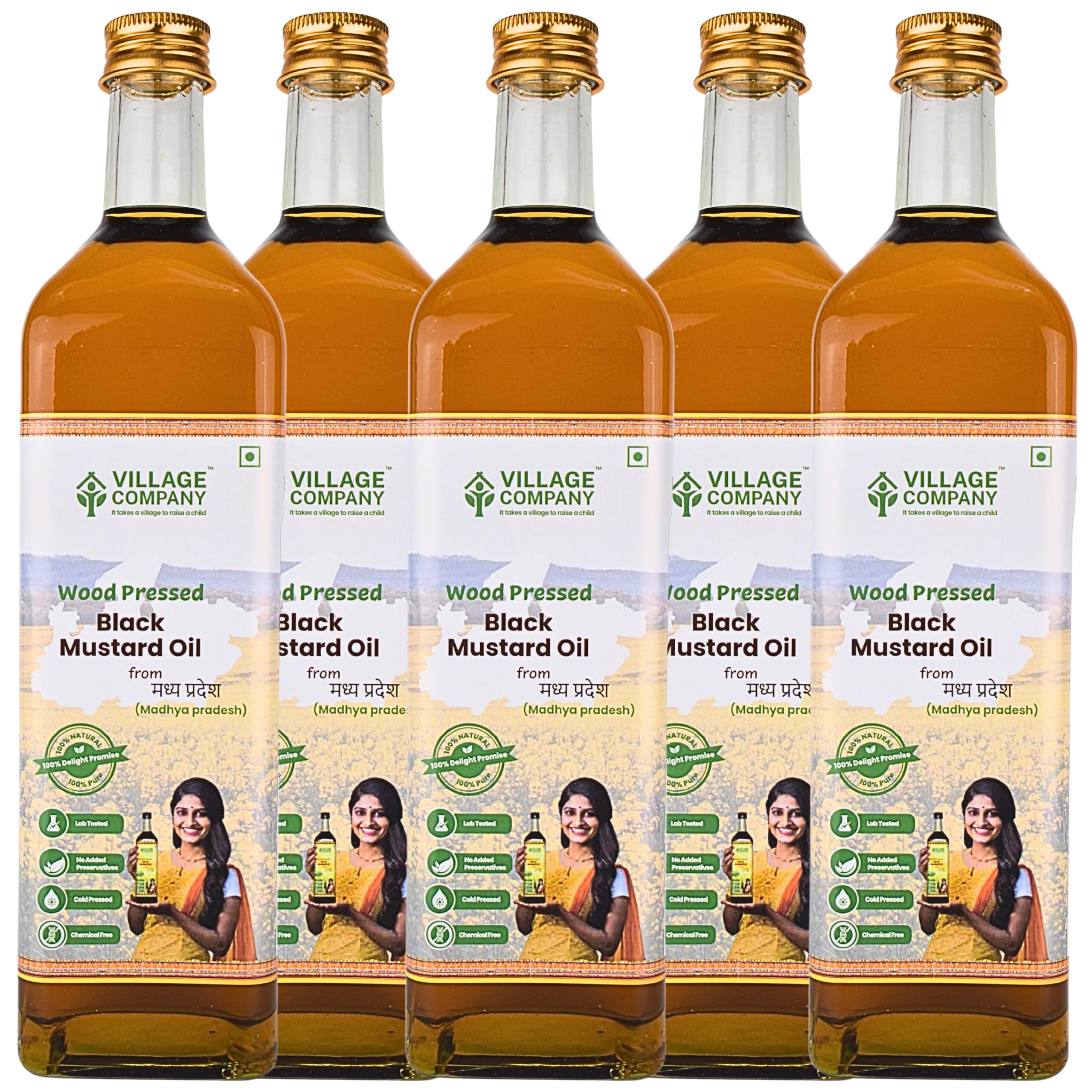 Village Company Cold Pressed Black Mustard Oil | Extra Virgin, Edible, Pure | Wood Pressed & Unrefined | Glass Bottle (1000 ml_Pack of 5) (B0D3TJJL1T) Amazon Price History, Amazon Price Tracker