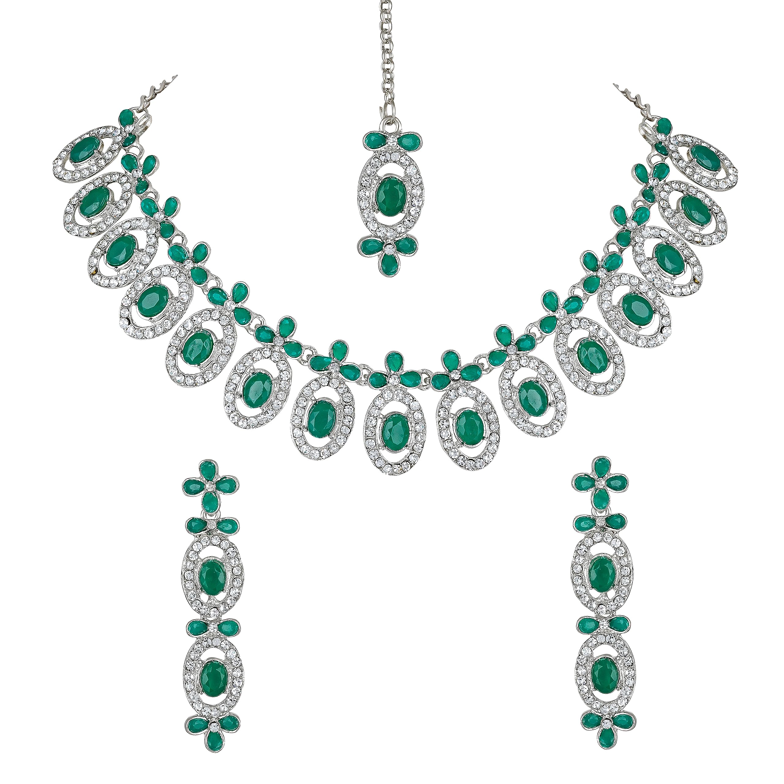 Atasi InternationalCrystals AD Diamond Necklace Jewellery Set for Women and Girls | Suited for Party, Wedding, Engagement, Special Occasions | Anniversary Gift for Her