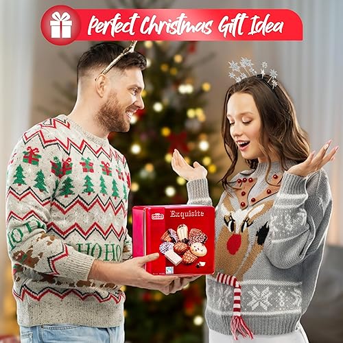 Miniatura 5 de Lambertz Exquisita lata de galletas navideñas, 90 galletas europeas en 10 variedades de chocolate, 26.4 onzas, caja de regalo prémium para Navidad,