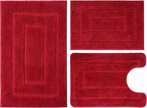 Juego de 3 alfombras de baño, con alfombra de inodoro en forma de U de 20 x 28 pulgadas, ultra absorbente y súper suave al tacto, antideslizante, disponible en Yaxa Colombia