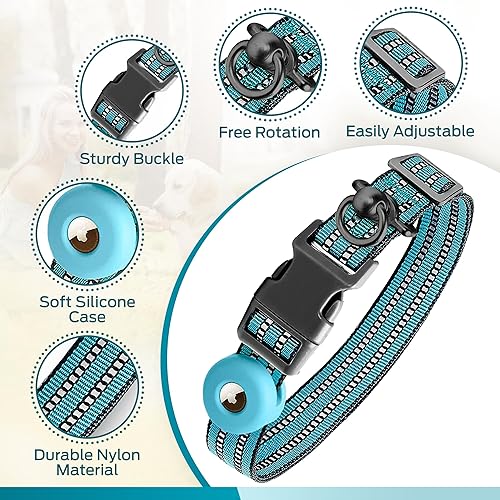 Miniatura 2 de Collar de perro Apple AirTag de alta calidad, perfecto para rastreador de perros, ajustable para perros medianos, soporte resistente para AirTag con